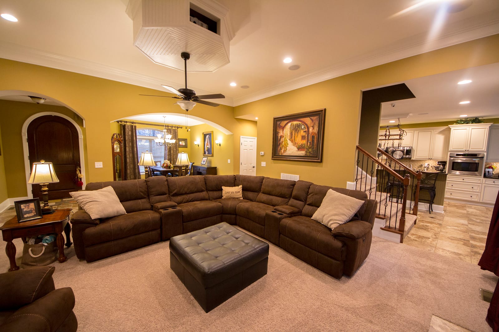 Open-concept living, dining, and kitchen design