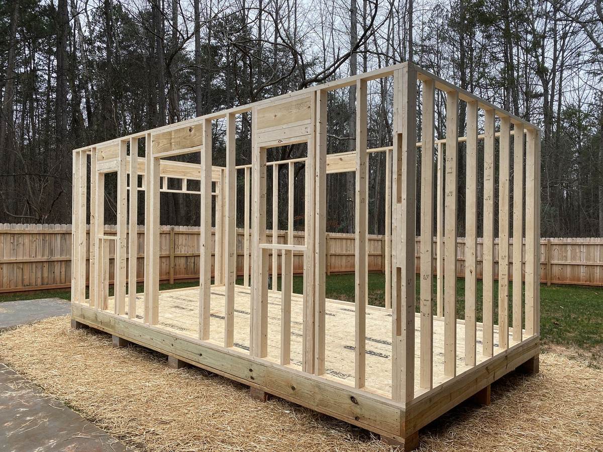 Workshop wall framing in progress