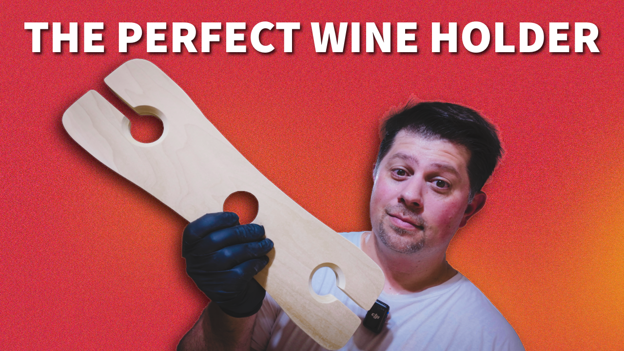 Wood Wine Bottle and Glass Holder shown in the Nifty Build USA build video